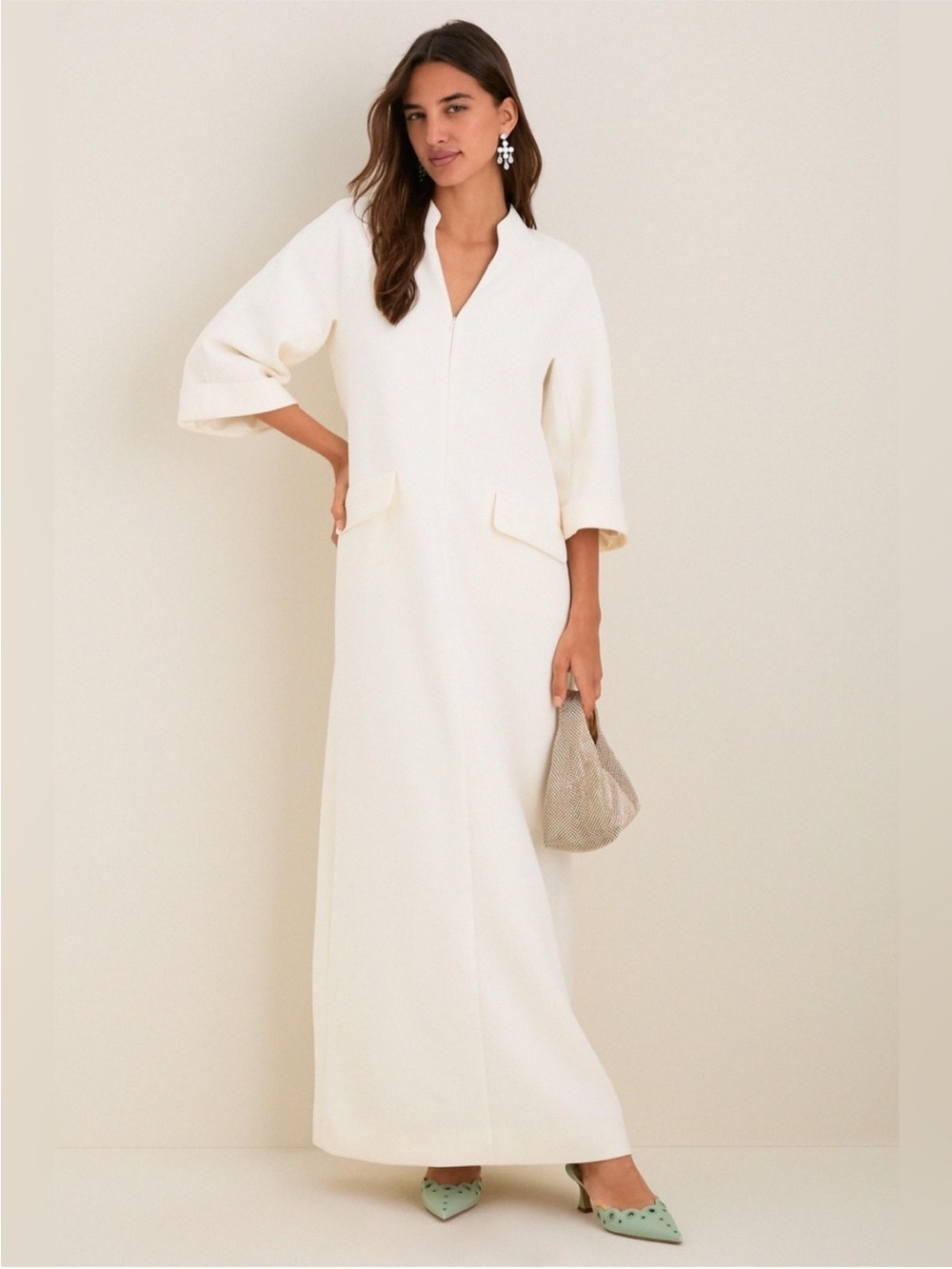 Tuckernuck Ivory Crepe Carolina Maxi Dress Size XL NWT